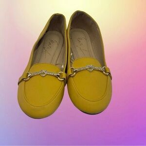 Elegant Yellow Loafers with Gold Accent